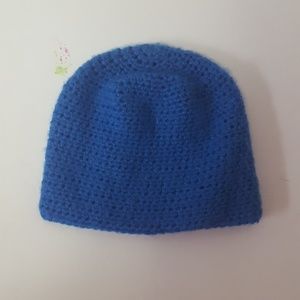 handmade crochet blue beanie